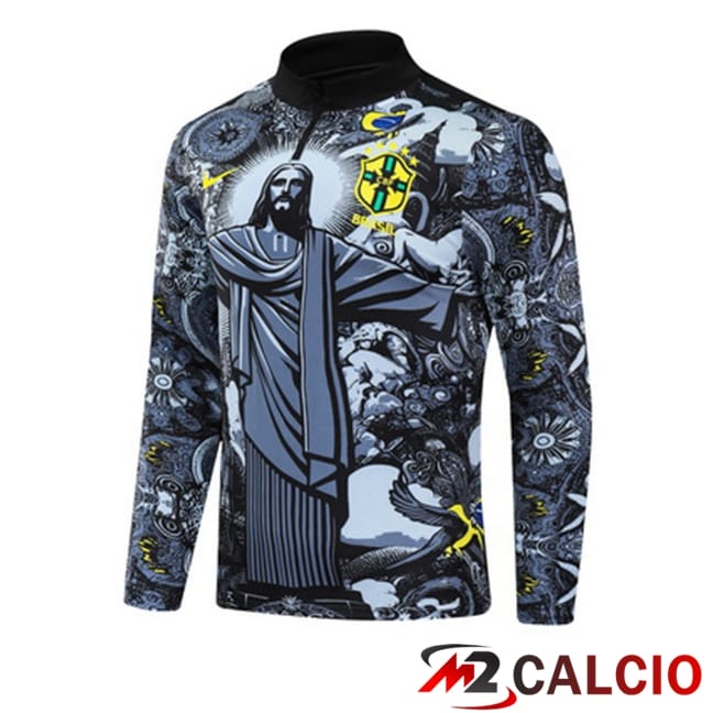 Maglie Calcio Personalizzate,Tute Calcio Squadre,Maglia Nazionale Italiana Calcio | Felpa Allenamento Brasile Nero 2024/2025