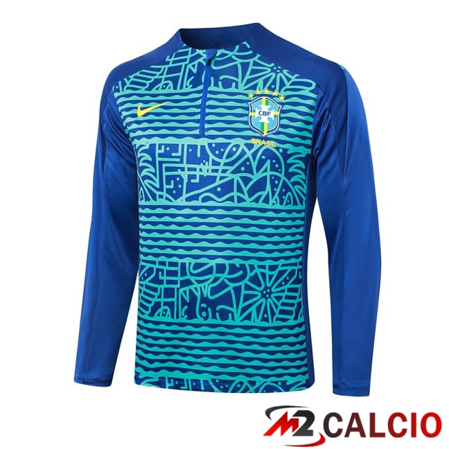 Maglie Calcio Personalizzate,Tute Calcio Squadre,Maglia Nazionale Italiana Calcio | Felpa Allenamento Brasile Blu 2024/2025