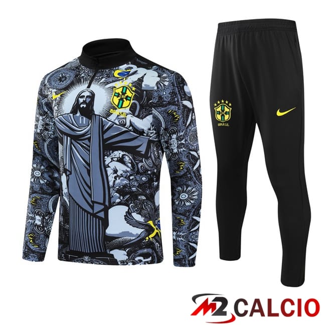 Maglie Calcio Personalizzate,Tute Calcio Squadre,Maglia Nazionale Italiana Calcio | Insieme Tuta Calcio Brasile Nero 2024/2025