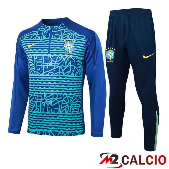 Maglie Calcio Personalizzate,Tute Calcio Squadre,Maglia Nazionale Italiana Calcio | Insieme Tuta Calcio Brasile Blu 2024/2025