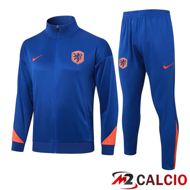 Maglie Calcio Personalizzate,Tute Calcio Squadre,Maglia Nazionale Italiana Calcio | Insieme Tuta Calcio - Giacca Paesi Bassi Blu 2024/2025