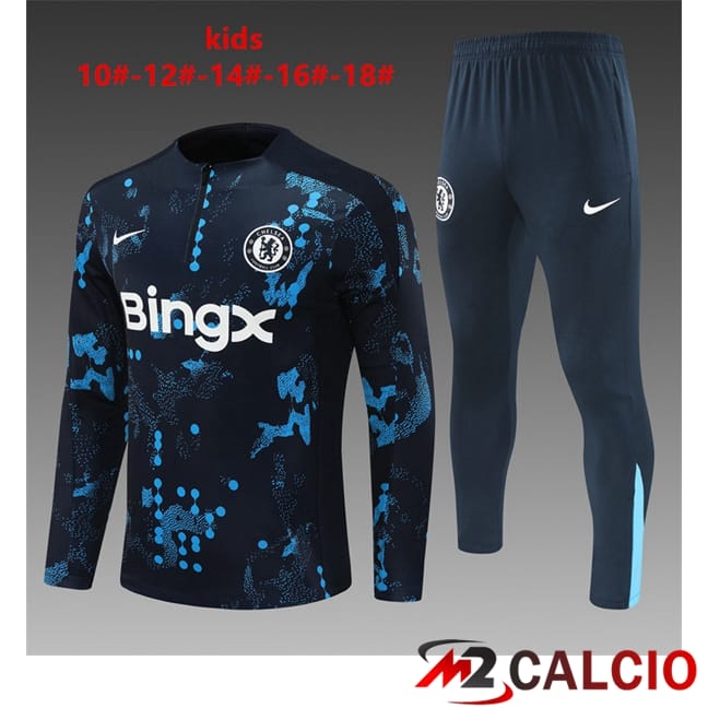 Maglie Calcio Personalizzate,Tute Calcio Squadre,Maglia Nazionale Italiana Calcio | Insieme Tuta Calcio FC Chelsea Bambino Blu Reale 2024/2025