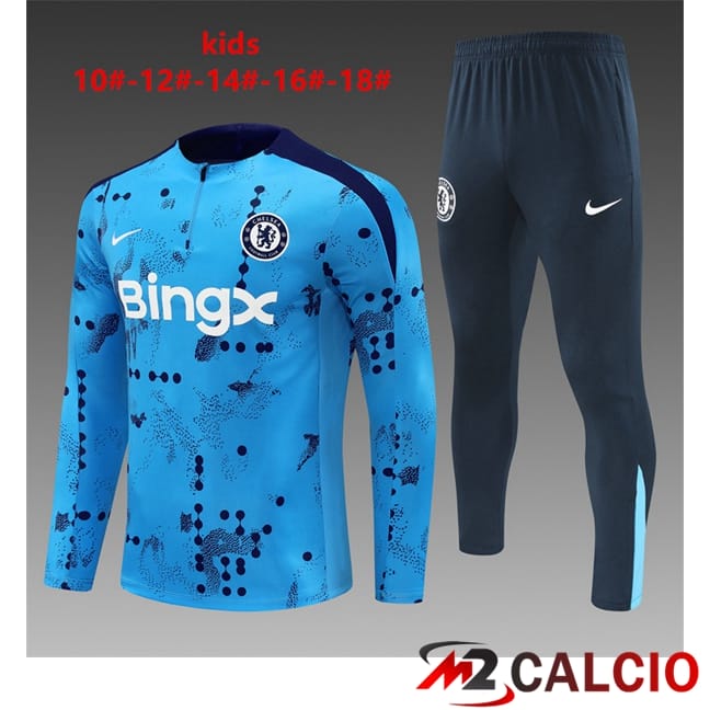 Maglie Calcio Personalizzate,Tute Calcio Squadre,Maglia Nazionale Italiana Calcio | Insieme Tuta Calcio FC Chelsea Bambino Blu 2024/2025