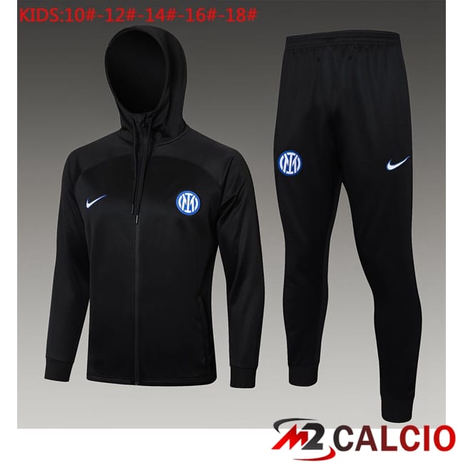Maglie Calcio Personalizzate,Tute Calcio Squadre,Maglia Nazionale Italiana Calcio | Insieme Giacca Con Cappuccio Tuta Inter Milan Bambino Nero2024/2025
