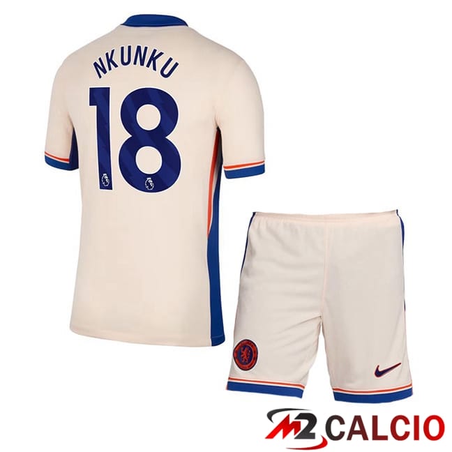 Maglie Calcio Personalizzate,Tute Calcio Squadre,Maglia Nazionale Italiana Calcio | Maglie Calcio FC Chelsea (Nkunku 18) Bambino Seconda Giallo 2024/2025