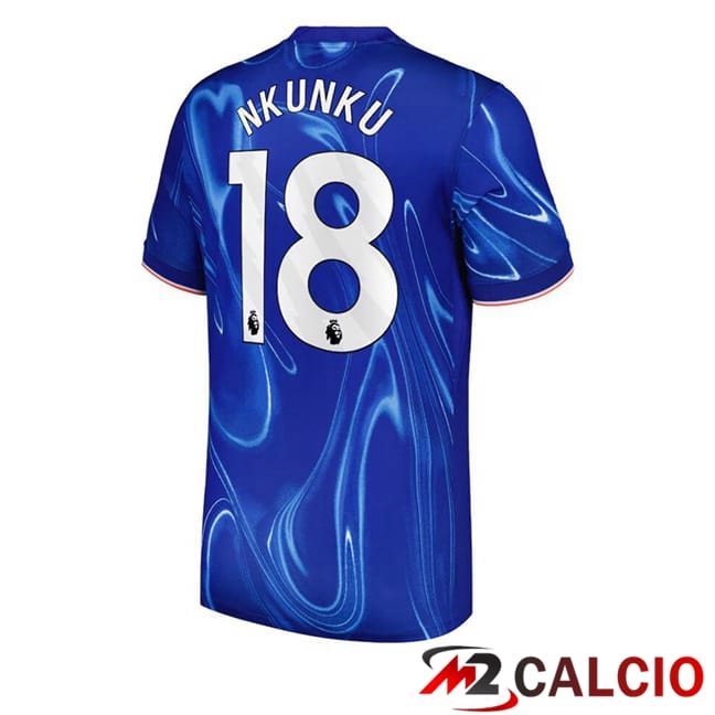 Maglie Calcio Personalizzate,Tute Calcio Squadre,Maglia Nazionale Italiana Calcio | Maglie Calcio FC Chelsea (Nkunku 18) Prima Blu 2024/2025