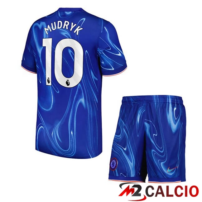Maglie Calcio Personalizzate,Tute Calcio Squadre,Maglia Nazionale Italiana Calcio | Maglie Calcio FC Chelsea (Mudryk 10) Bambino Prima Blu 2024/2025