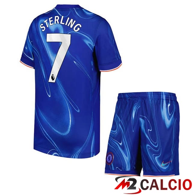Maglie Calcio Personalizzate,Tute Calcio Squadre,Maglia Nazionale Italiana Calcio | Maglie Calcio FC Chelsea (Sterling 7) Bambino Prima Blu 2024/2025