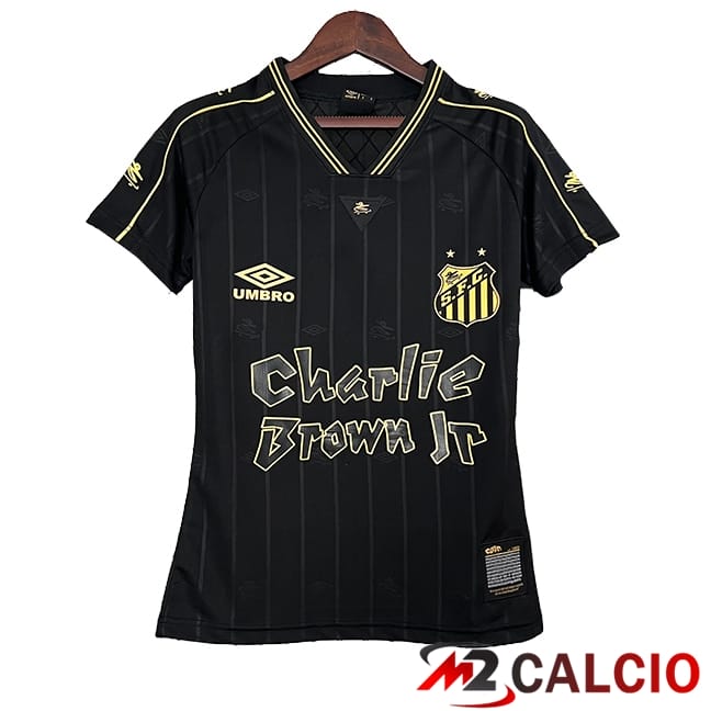 Maglie Calcio Personalizzate,Tute Calcio Squadre,Maglia Nazionale Italiana Calcio | Maglie Calcio Santos FC Donna Edizione Speciale Nero 2024/2025