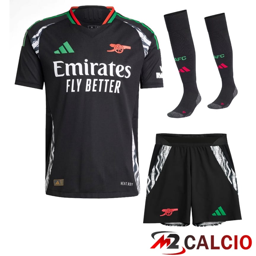 Maglie Calcio Personalizzate,Tute Calcio Squadre,Maglia Nazionale Italiana Calcio | Insieme Maglie Calcio Arsenal Seconda (Pantaloncini + Calzini) 2024/2025