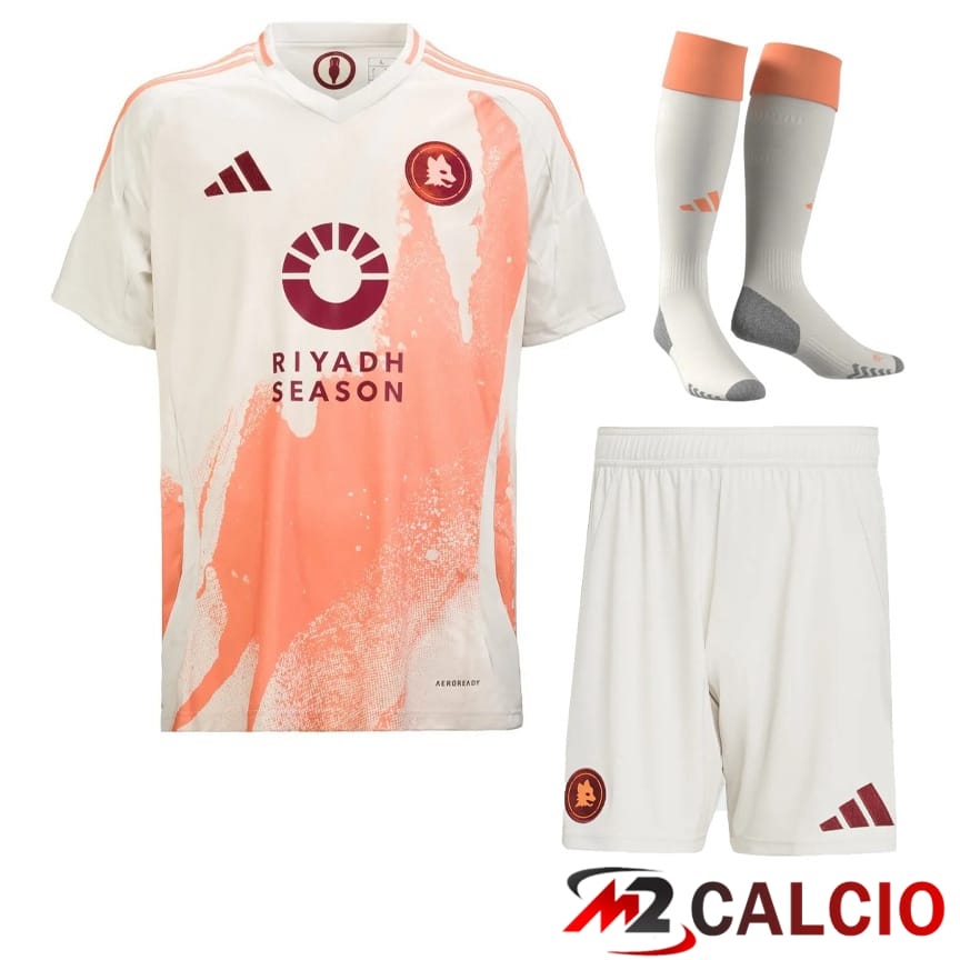 Maglie Calcio Personalizzate,Tute Calcio Squadre,Maglia Nazionale Italiana Calcio | Insieme Maglie Calcio AS Roma Seconda (Pantaloncini + Calzini) 2024/2025