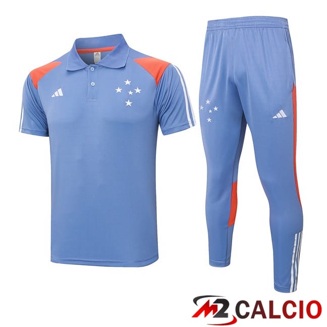 Maglie Calcio Personalizzate,Tute Calcio Squadre,Maglia Nazionale Italiana Calcio | Insieme Polo Cruzeiro EC + Pantaloni Grigio 2024/2025