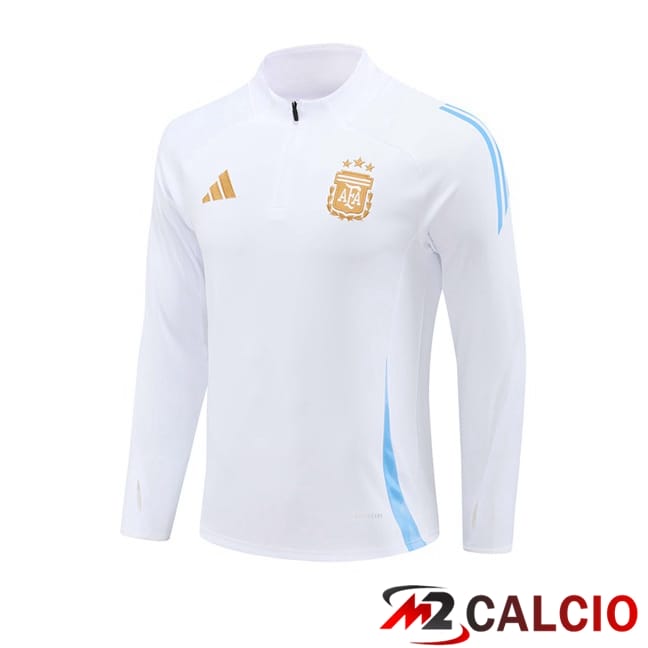 Maglie Calcio Personalizzate,Tute Calcio Squadre,Maglia Nazionale Italiana Calcio | Felpa Allenamento Argentina Bianco 2024/2025