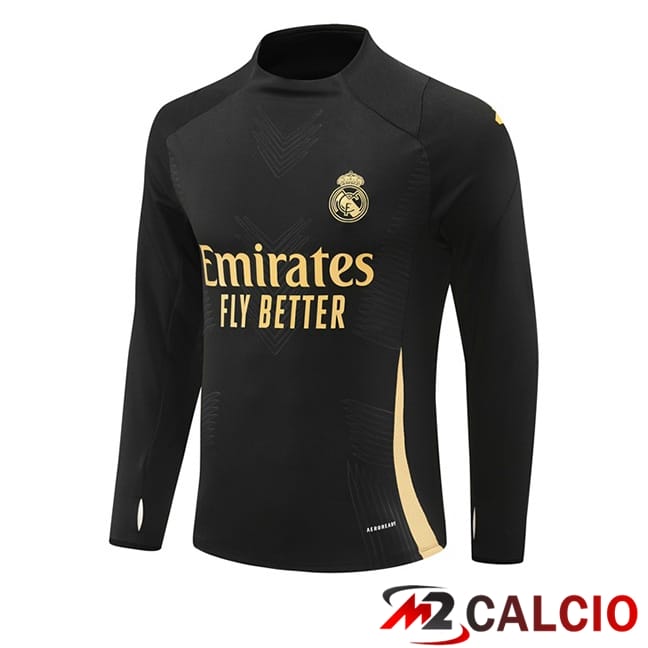 Maglie Calcio Personalizzate,Tute Calcio Squadre,Maglia Nazionale Italiana Calcio | Felpa Allenamento Real Madrid Nero 2024/2025