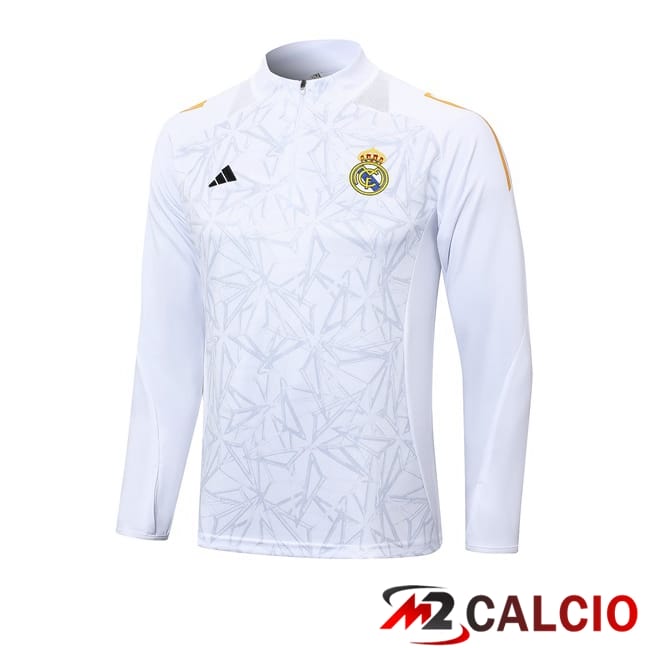Maglie Calcio Personalizzate,Tute Calcio Squadre,Maglia Nazionale Italiana Calcio | Felpa Allenamento Real Madrid Bianco 2024/2025