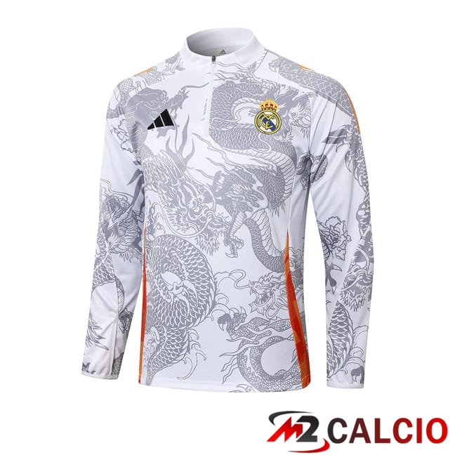 Maglie Calcio Personalizzate,Tute Calcio Squadre,Maglia Nazionale Italiana Calcio | Felpa Allenamento Real Madrid Bianco 2024/2025