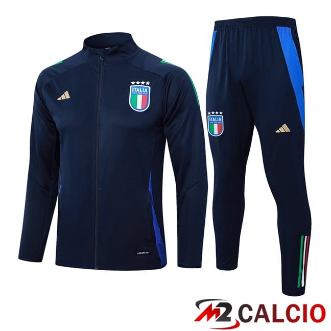 Maglie Calcio Personalizzate,Tute Calcio Squadre,Maglia Nazionale Italiana Calcio | Insieme Tuta Calcio - Giacca Italia Blu Reale 2024/2025