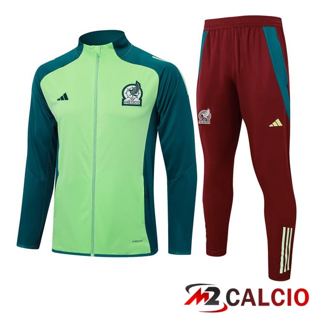 Maglie Calcio Personalizzate,Tute Calcio Squadre,Maglia Nazionale Italiana Calcio | Insieme Tuta Calcio - Giacca Messico Verde 2024/2025