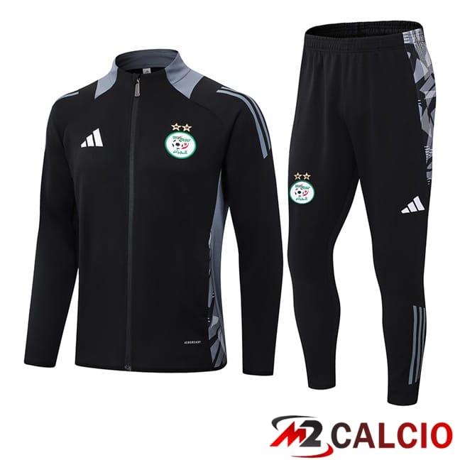 Maglie Calcio Personalizzate,Tute Calcio Squadre,Maglia Nazionale Italiana Calcio | Insieme Tuta Calcio - Giacca Algeria Nero 2024/2025