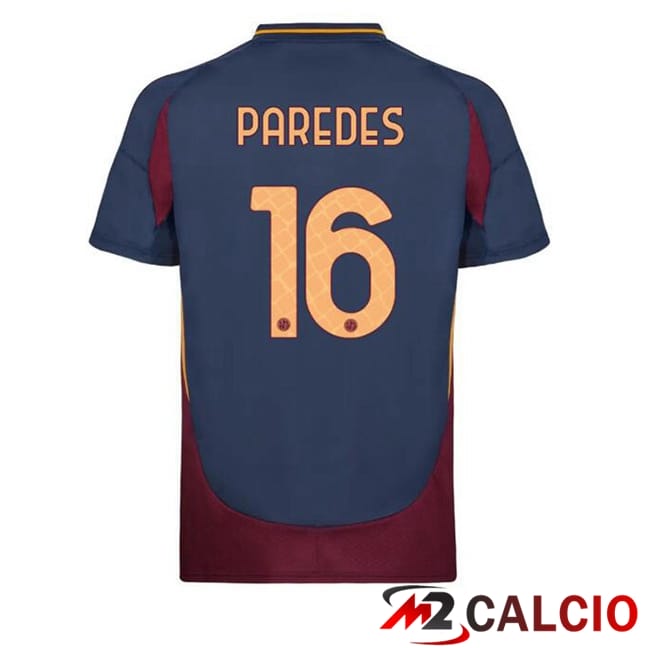 Maglie Calcio Personalizzate,Tute Calcio Squadre,Maglia Nazionale Italiana Calcio | Maglie Calcio AS Roma (PAREDES 16) Terza Blu Reale 2024/2025