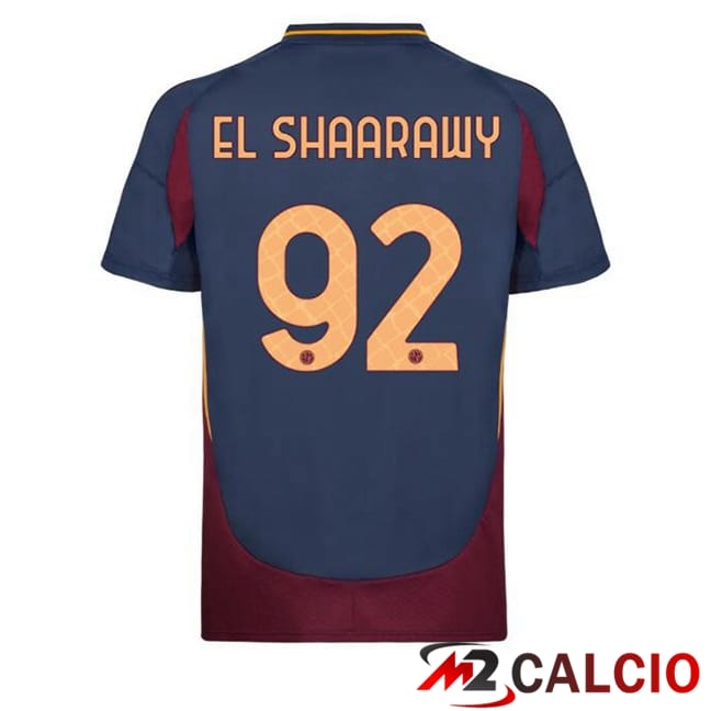 Maglie Calcio Personalizzate,Tute Calcio Squadre,Maglia Nazionale Italiana Calcio | Maglie Calcio AS Roma (EL SHAARAWY 92) Terza Blu Reale 2024/2025