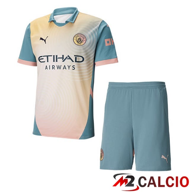 Maglie Calcio Personalizzate,Tute Calcio Squadre,Maglia Nazionale Italiana Calcio | Maglie Calcio Manchester City Bambino Definitely City Giallo Blu 2024/2025
