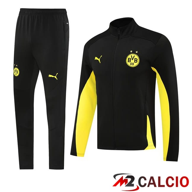 Maglie Calcio Personalizzate,Tute Calcio Squadre,Maglia Nazionale Italiana Calcio | Insieme Tuta Calcio - Giacca Dortmund BVB Nero 2024/2025