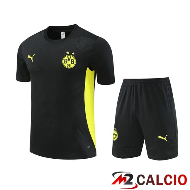 Maglie Calcio Personalizzate,Tute Calcio Squadre,Maglia Nazionale Italiana Calcio | Insieme T Shirt Allenamento Dortmund BVB + Pantaloncini Nero 2024/2025