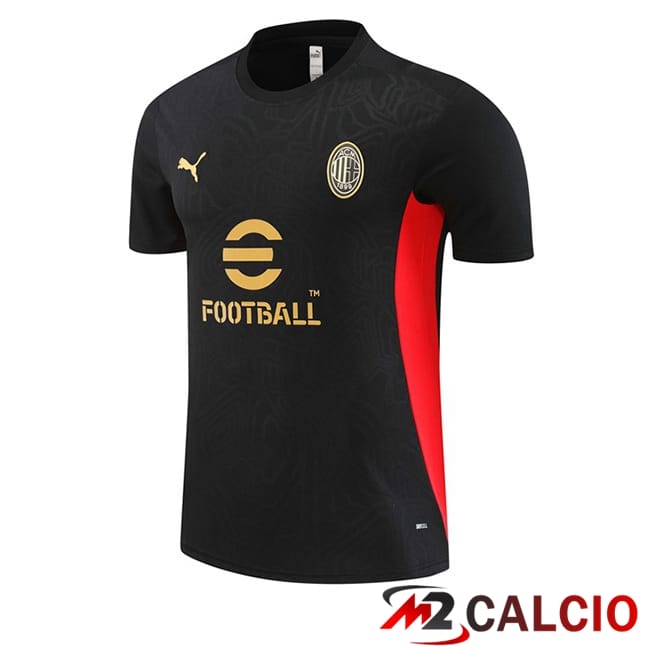 Maglie Calcio Personalizzate,Tute Calcio Squadre,Maglia Nazionale Italiana Calcio | T Shirt Allenamento AC Milan Nero 2024/2025