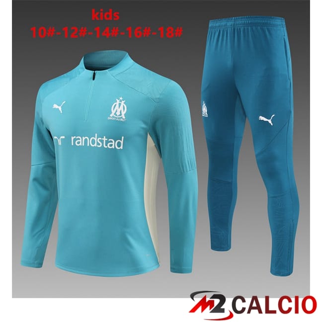 Maglie Calcio Personalizzate,Tute Calcio Squadre,Maglia Nazionale Italiana Calcio | Insieme Tuta Calcio Marsiglia OM Bambino Blu 2024/2025