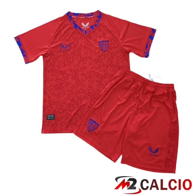 Maglie Calcio Personalizzate,Tute Calcio Squadre,Maglia Nazionale Italiana Calcio | Maglie Calcio Siviglia Bambino Seconda 2024/2025