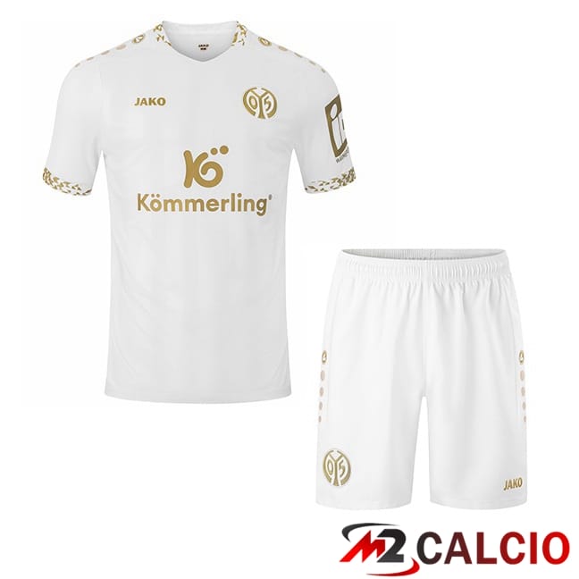 Maglie Calcio Personalizzate,Tute Calcio Squadre,Maglia Nazionale Italiana Calcio | Maglie Calcio FSV Mainz 05 Bambino Terza Bianco 2024/2025