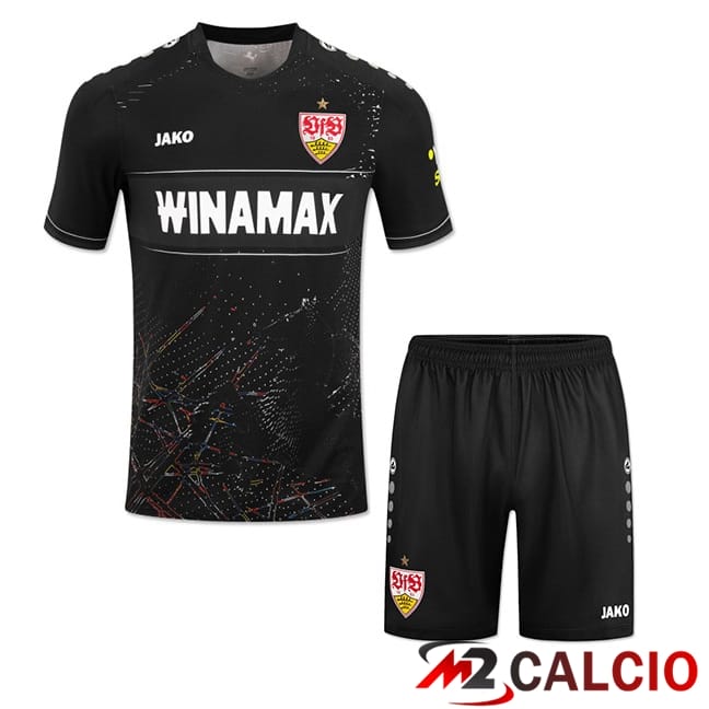 Maglie Calcio Personalizzate,Tute Calcio Squadre,Maglia Nazionale Italiana Calcio | Maglie Calcio VfB Stuttgart Bambino Terza Nero 2024/2025