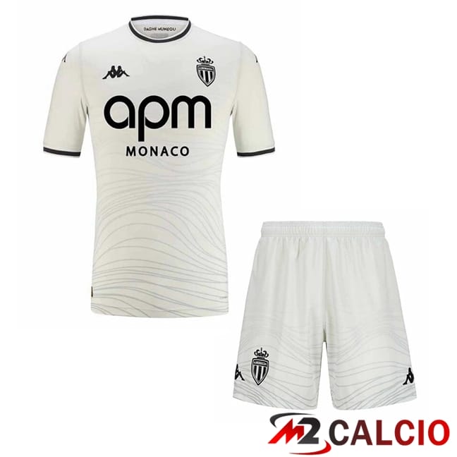 Maglie Calcio Personalizzate,Tute Calcio Squadre,Maglia Nazionale Italiana Calcio | Maglie Calcio AS Monaco Bambino Terza Bianco 2024/2025