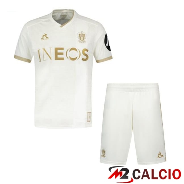 Maglie Calcio Personalizzate,Tute Calcio Squadre,Maglia Nazionale Italiana Calcio | Maglie Calcio OGC Nice Bambino Seconda Bianco 2024/2025
