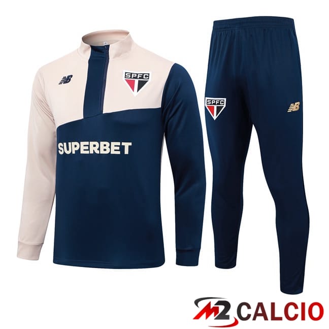 Maglie Calcio Personalizzate,Tute Calcio Squadre,Maglia Nazionale Italiana Calcio | Insieme Tuta Calcio Sao Paulo FC Blu Reale Giallo 2024/2025