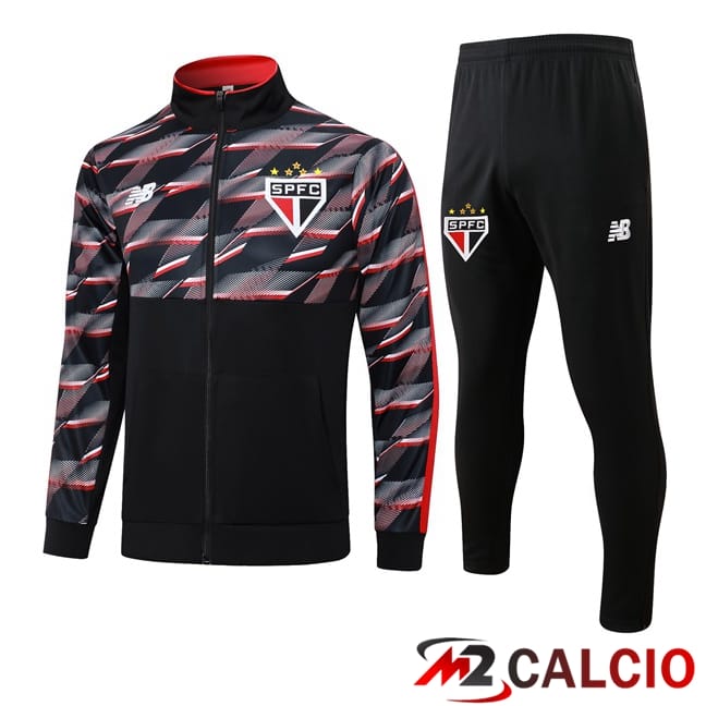 Maglie Calcio Personalizzate,Tute Calcio Squadre,Maglia Nazionale Italiana Calcio | Insieme Tuta Calcio - Giacca Sao Paulo FC Nero 2024/2025