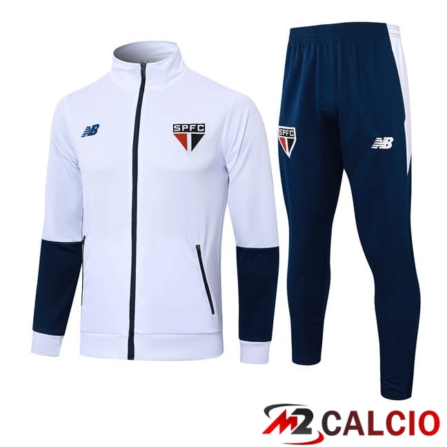 Maglie Calcio Personalizzate,Tute Calcio Squadre,Maglia Nazionale Italiana Calcio | Insieme Tuta Calcio - Giacca Sao Paulo FC Bianco 2024/2025
