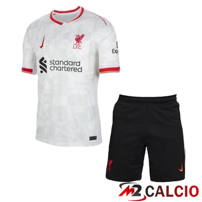 Maglie Calcio Personalizzate,Tute Calcio Squadre,Maglia Nazionale Italiana Calcio | Maglie Calcio FC Liverpool Bambino Terza Bianco 2024/2025