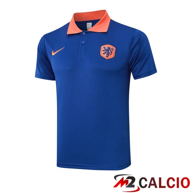 Maglie Calcio Personalizzate,Tute Calcio Squadre,Maglia Nazionale Italiana Calcio | Maglia Polo Paesi Bassi Blu 2024/2025