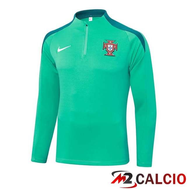 Maglie Calcio Personalizzate,Tute Calcio Squadre,Maglia Nazionale Italiana Calcio | Felpa Allenamento Portogallo Verde 2024/2025