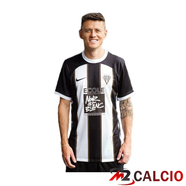Maglie Calcio Personalizzate,Tute Calcio Squadre,Maglia Nazionale Italiana Calcio | Maglie Calcio Angers SCO Prima Nero Bianco 2024/2025