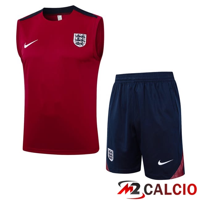 Maglie Calcio Personalizzate,Tute Calcio Squadre,Maglia Nazionale Italiana Calcio | Canotta Allenamento Inghilterra + Pantaloncini Rosso 2024/2025