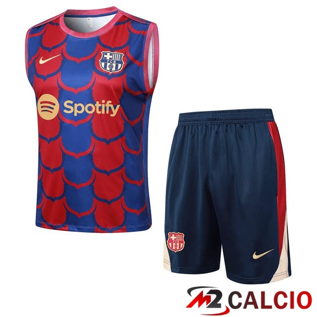 Maglie Calcio Personalizzate,Tute Calcio Squadre,Maglia Nazionale Italiana Calcio | Canotta Allenamento FC Barcellona + Pantaloncini Rosso Blu 2024/2025