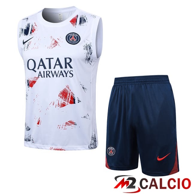 Maglie Calcio Personalizzate,Tute Calcio Squadre,Maglia Nazionale Italiana Calcio | Canotta Allenamento Paris PSG + Pantaloncini Bianco 2024/2025