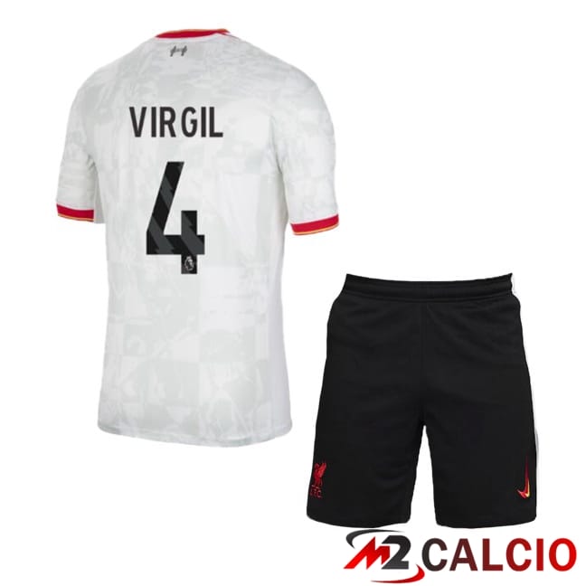 Maglie Calcio Personalizzate,Tute Calcio Squadre,Maglia Nazionale Italiana Calcio | Maglie Calcio FC Liverpool (VIRGIL 4) Bambino Terza Bianco 2024/2025