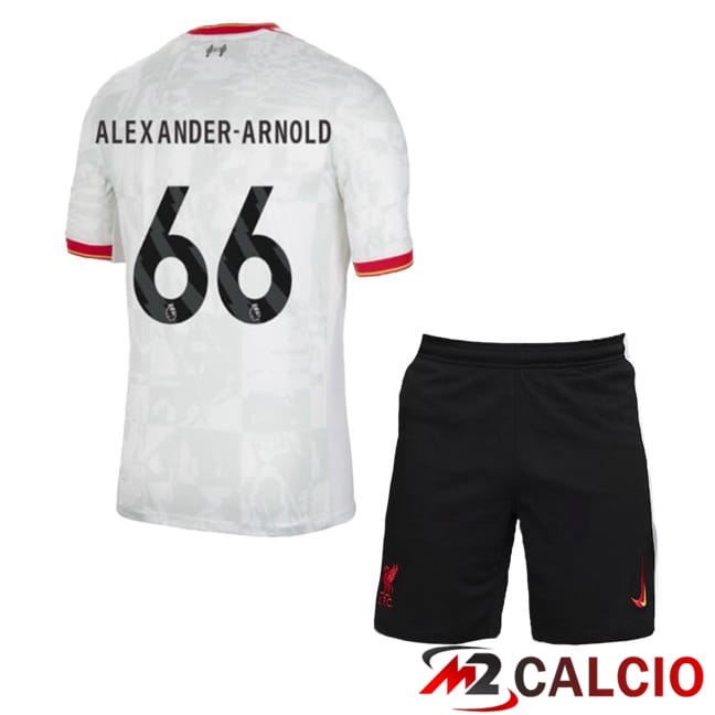 Maglie Calcio Personalizzate,Tute Calcio Squadre,Maglia Nazionale Italiana Calcio | Maglie Calcio FC Liverpool (ALEXANDER-ARNOLD 66) Bambino Terza Bianco 2024/2025