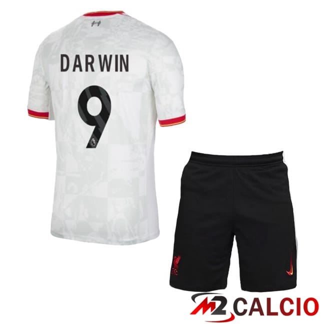 Maglie Calcio Personalizzate,Tute Calcio Squadre,Maglia Nazionale Italiana Calcio | Maglie Calcio FC Liverpool (DARWIN 9) Bambino Terza Bianco 2024/2025