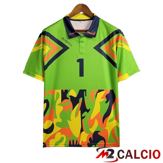 Maglie Calcio Personalizzate,Tute Calcio Squadre,Maglia Nazionale Italiana Calcio | Maglie Calcio Messico Retro Portiere Verde/Giallo