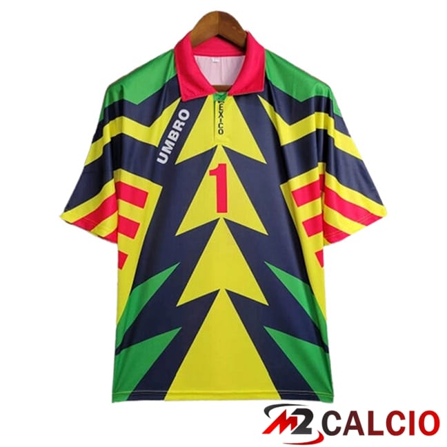 Maglie Calcio Personalizzate,Tute Calcio Squadre,Maglia Nazionale Italiana Calcio | Maglie Calcio Messico Retro Portiere Giallo/Blu